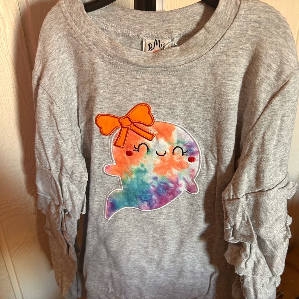 Girls Matching Halloween Set with Colorful Ghost Design